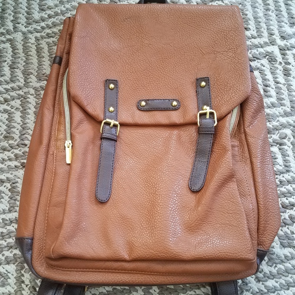 Two Tone Brown Leather backpack